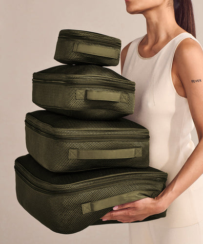 Roma Packing Cube in Dark Moss Air Mesh, Medium